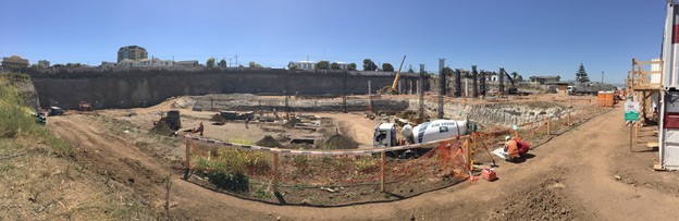 Due to the depth of the foundation and parking garage and the hydrostatic pressure at the site in San Antonio, a solution was needed to secure a waterproof structure.