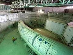 Main saltwater tank of AquaRio during construction showing the underwater walkway – and concrete treated with PENETRON ADMIX to maximize resistance to chloride penetration.